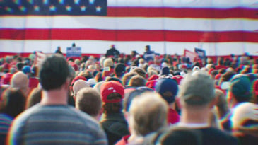 An AI generated image of a political rally.