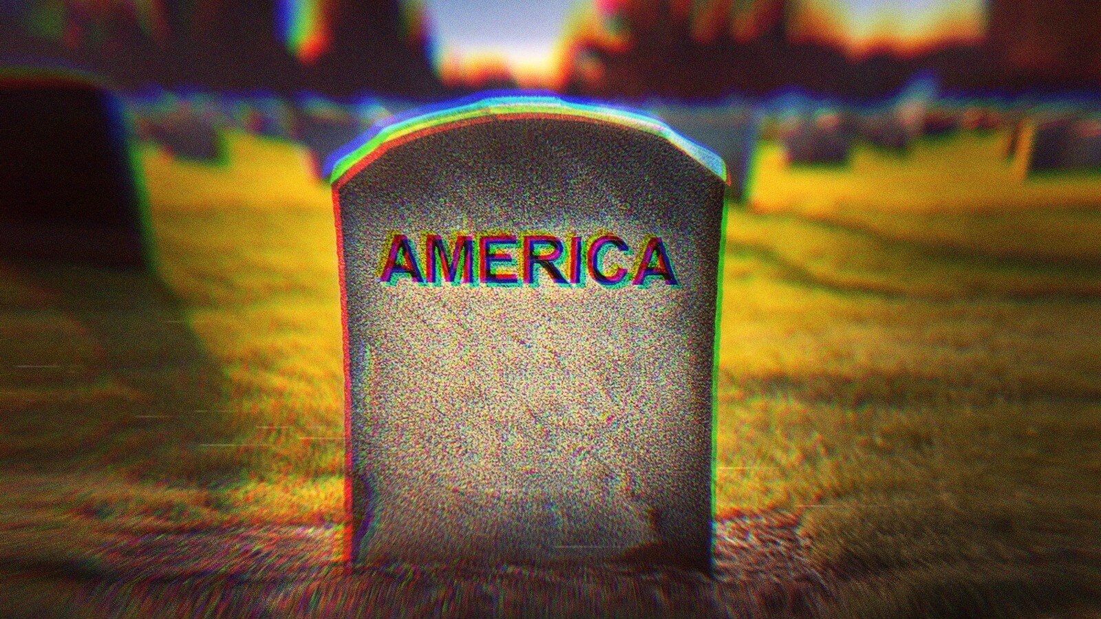 Headstone with 'America' engraved on it.